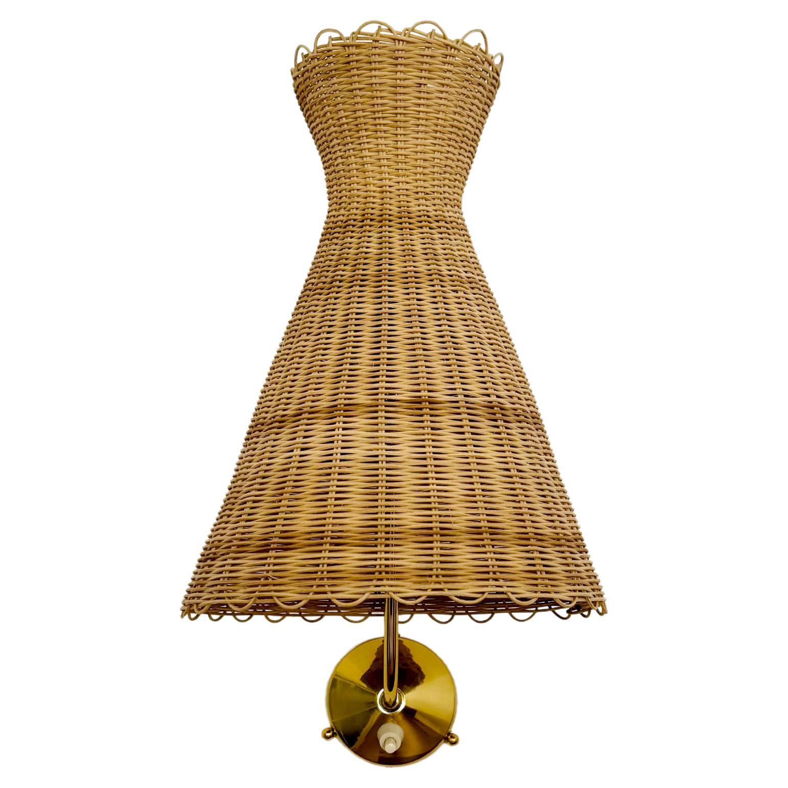 Austrian KIWI Wicker Wall Lamp by J.T. Kalmar