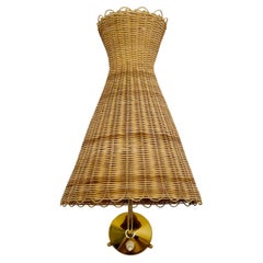 Retro Austrian KIWI Wicker Wall Lamp by J.T. Kalmar