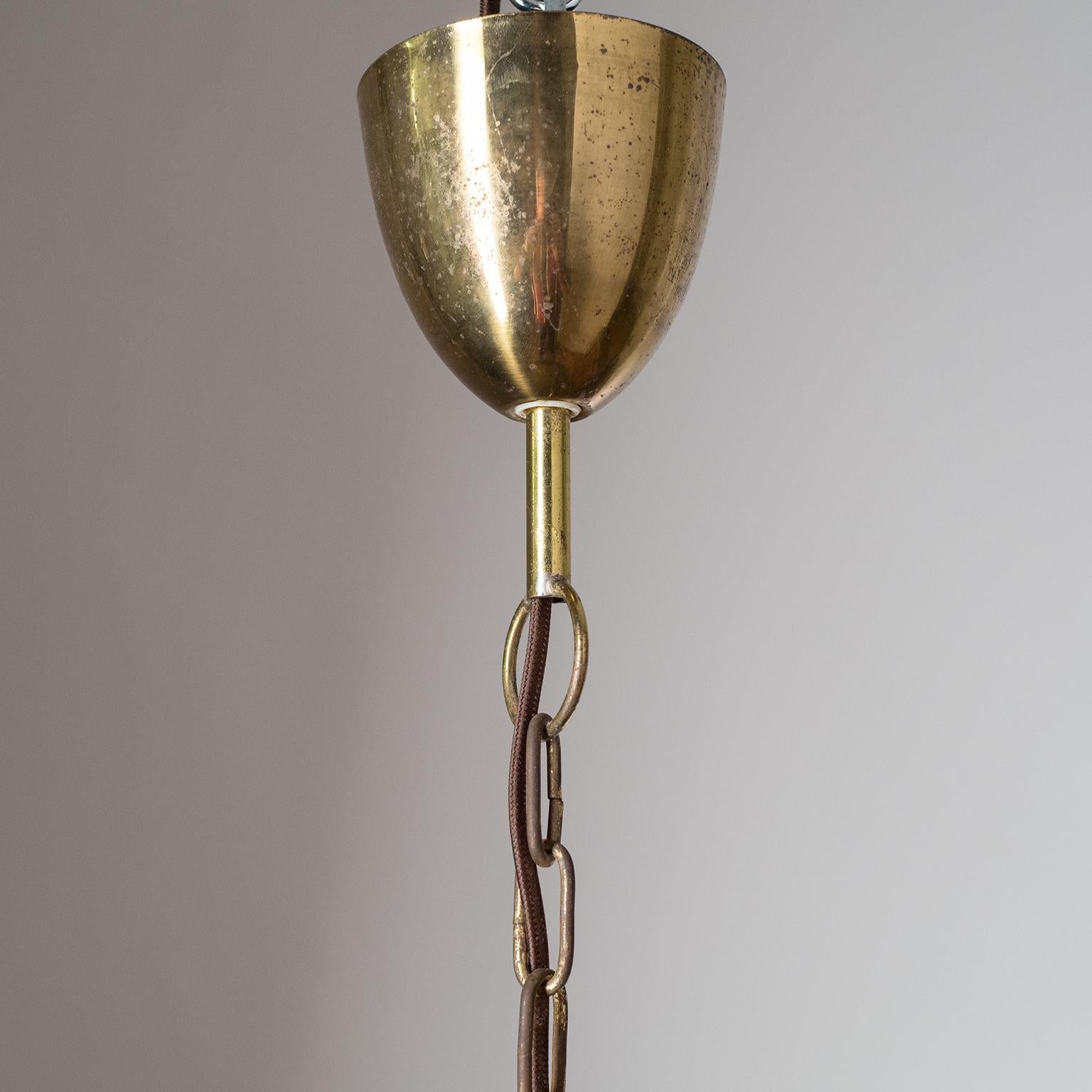 Austrian Lantern, circa 1950, Brass and Textured Glass 2