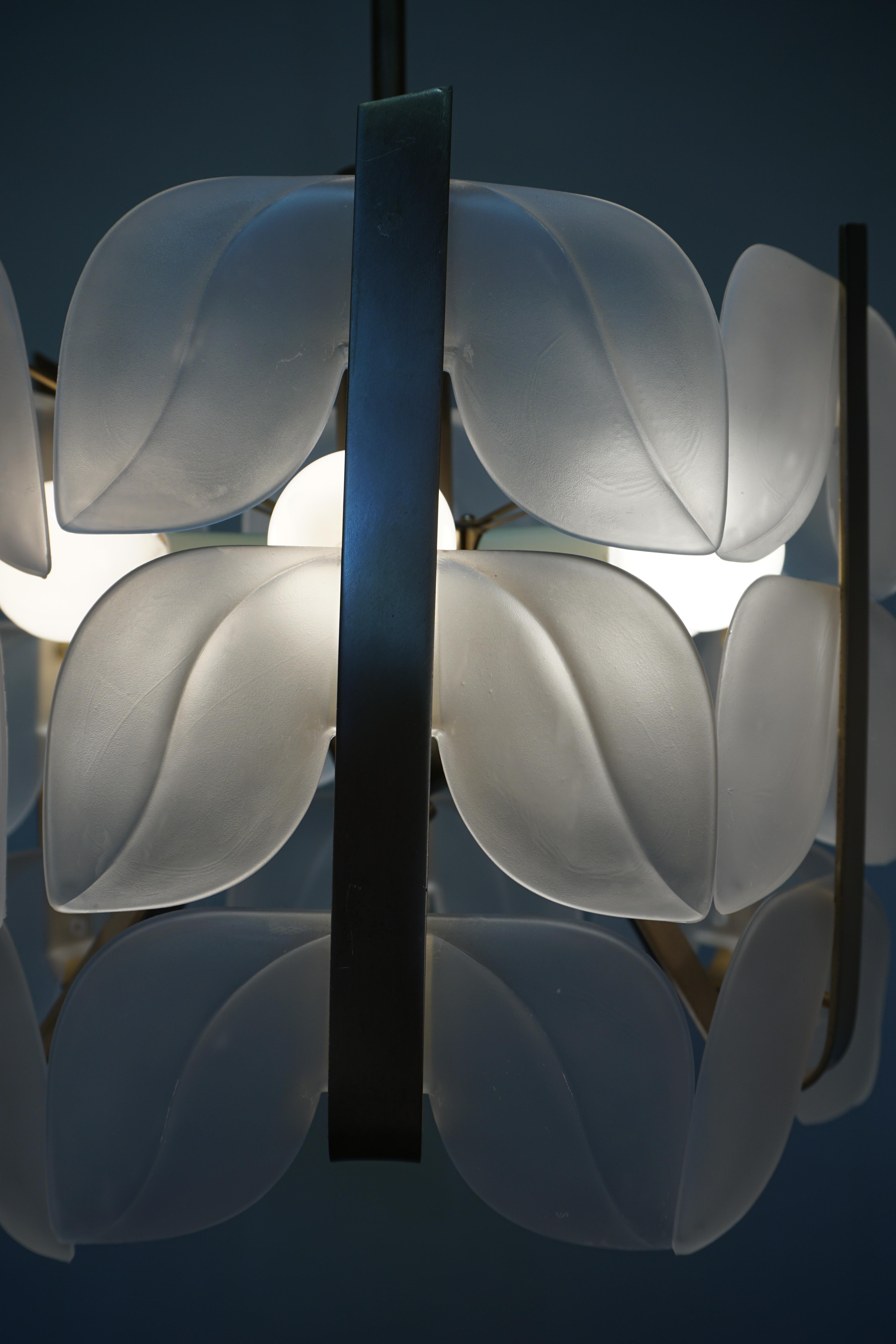 Modern Austrian Leaf Design Glass Chandelier by J.T. Kalmar