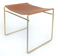 Austrian Leather and Tubular Brass "Tilda" Benches Designed by Nina Mair