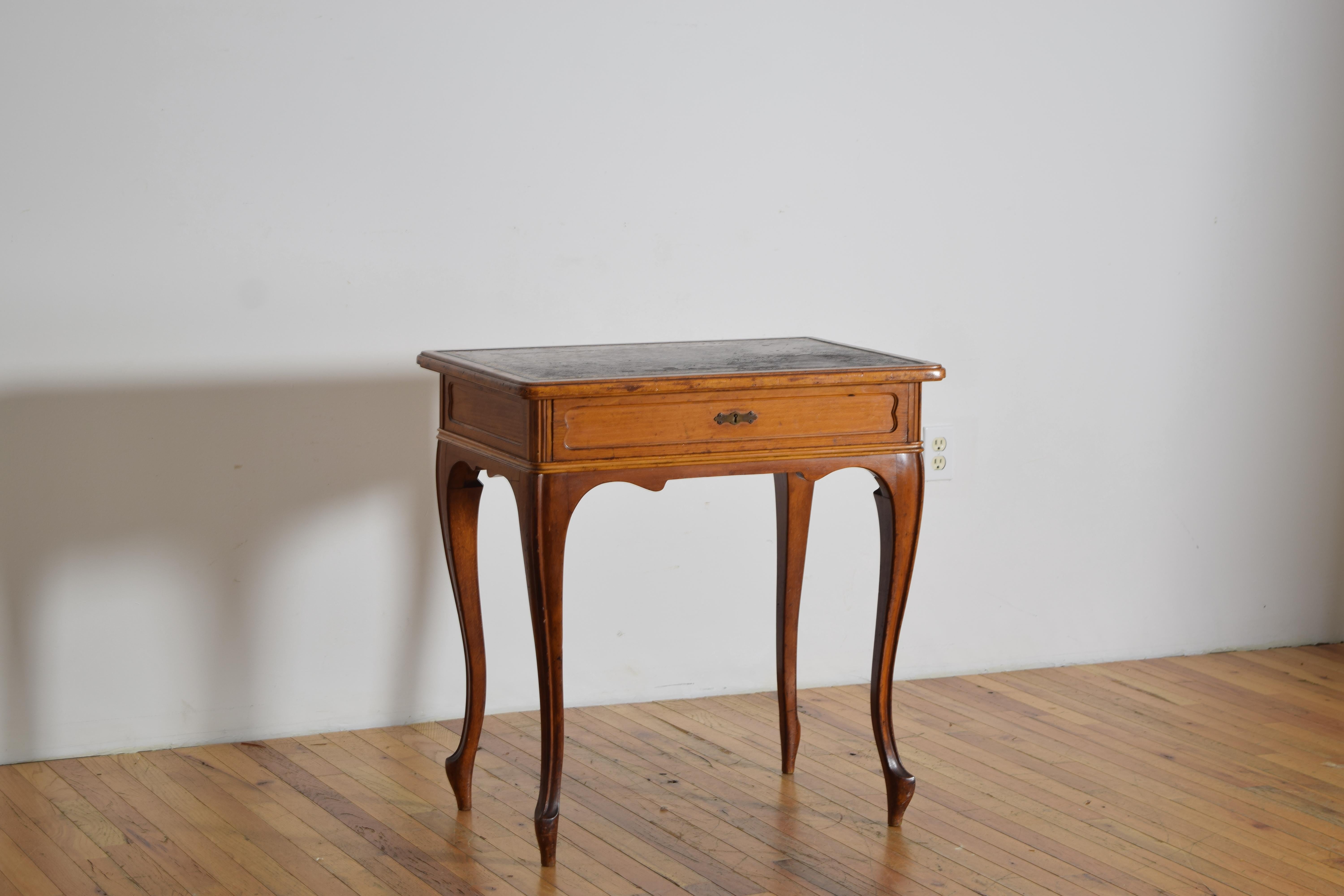 Louis XV Austrian LXV Style Light Walnut and Leather-Top Writing/Side Table, 19th-20th C. For Sale