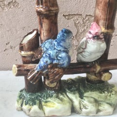 Austrian Majolica Birds Vase, circa 1890