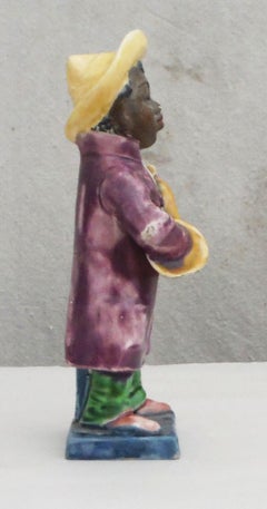 Austrian Majolica Black Musician with Horn, circa 1890