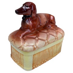 Austrian Majolica dachshund Box Circa 1920