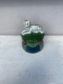 Austrian Majolica Dog Tobacco Jar, Circa 1900