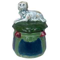 Austrian Majolica Dog Tobacco Jar, Circa 1900