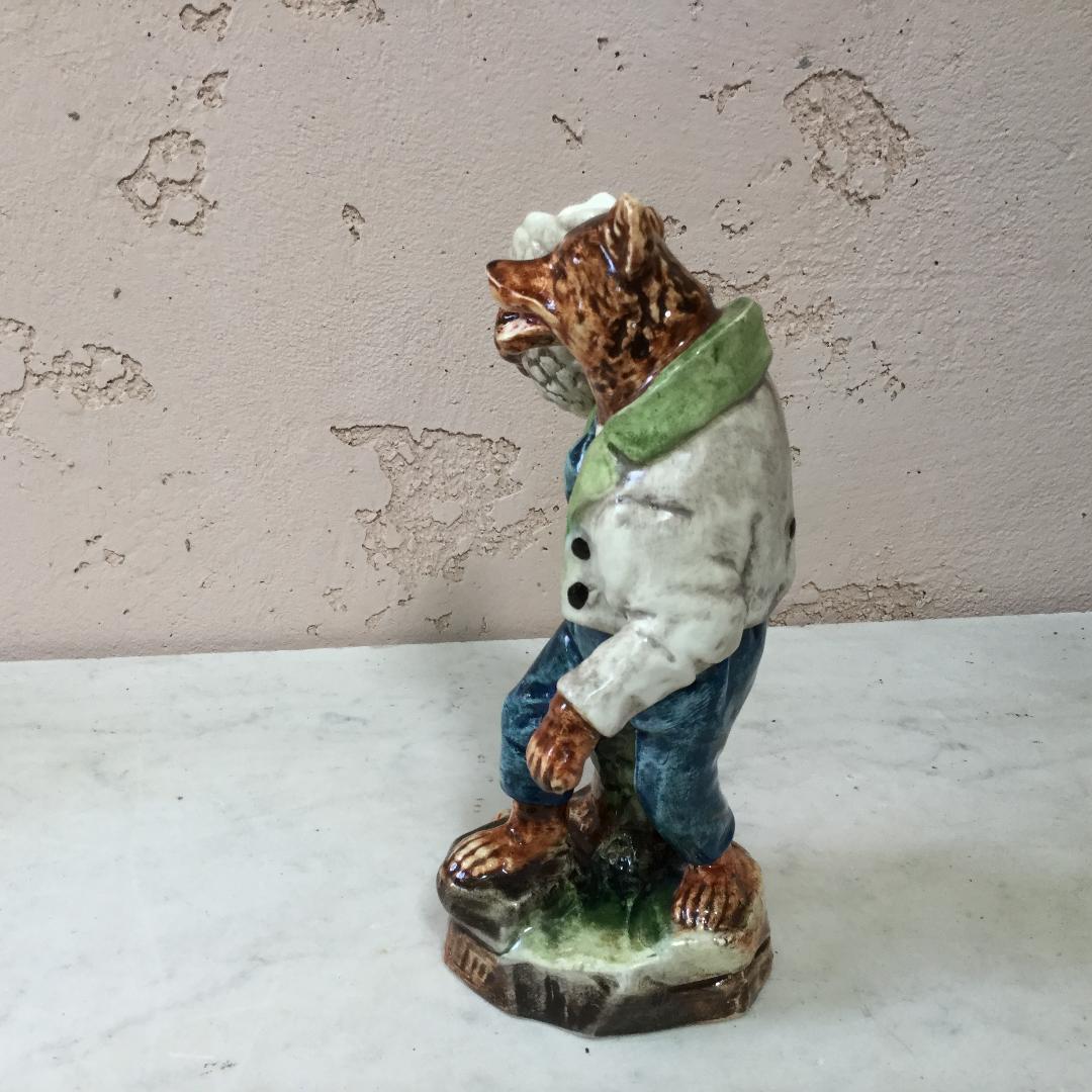 Austrian Majolica Dressed Bear Candelstick, circa 1890 In Good Condition For Sale In Austin, TX