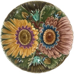 Austrian Majolica Flowers Plate, circa 1890