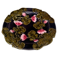 Austrian Majolica Flowers Plate circa 1900