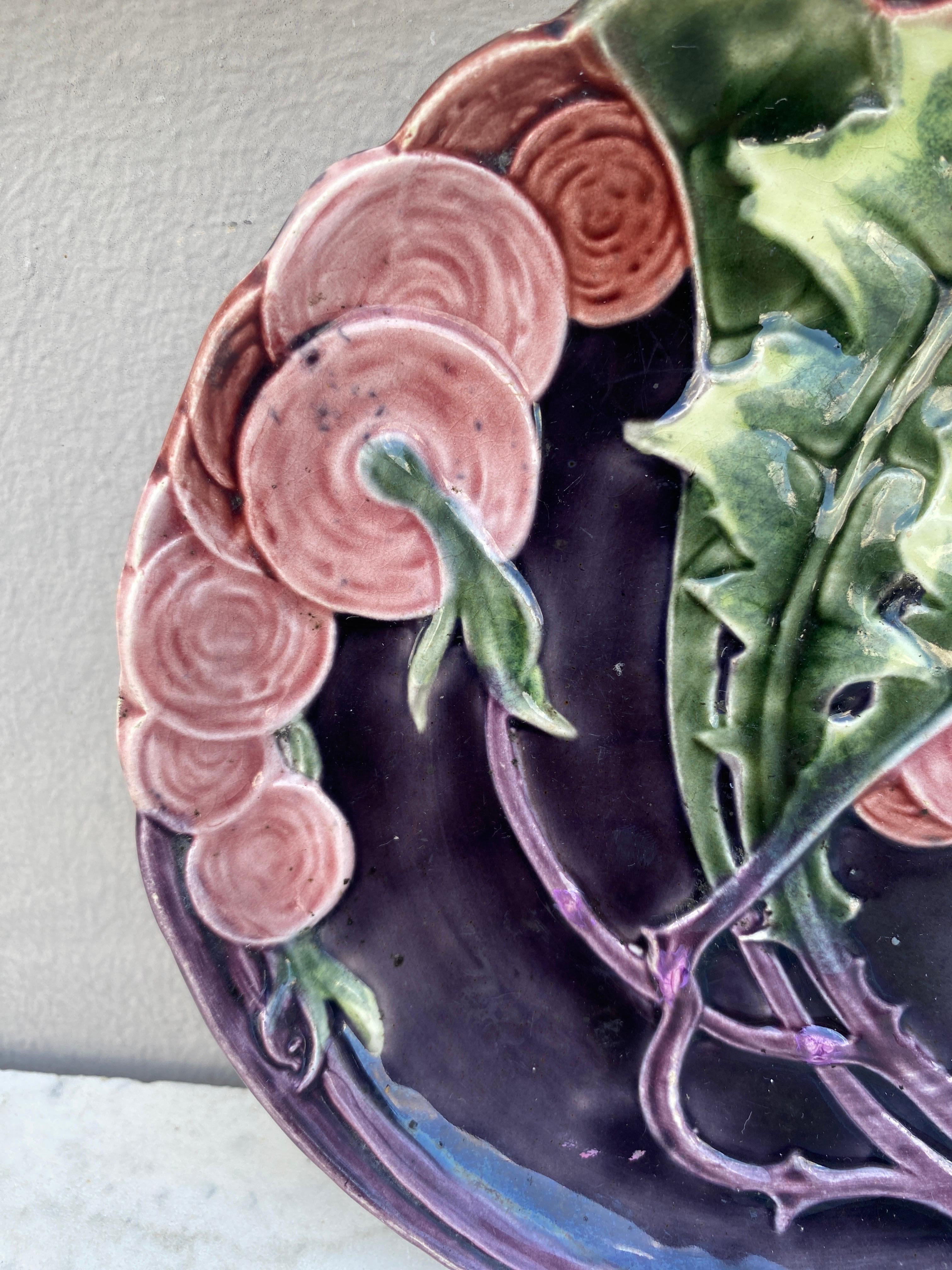 Rustic Austrian Majolica Flowers Plate circa 1900