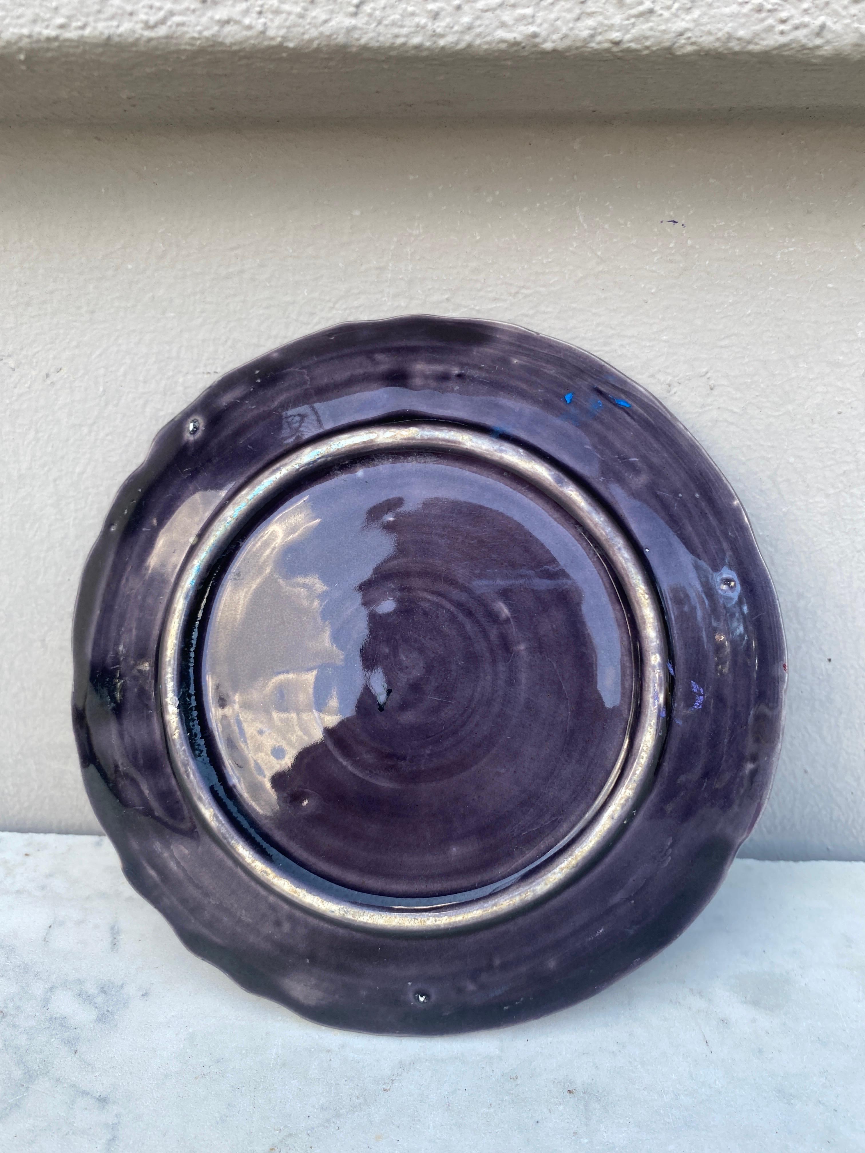 Austrian Majolica Flowers Plate circa 1900 In Good Condition In Austin, TX