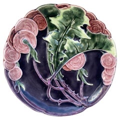 Austrian Majolica Flowers Plate circa 1900