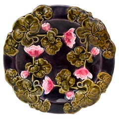 Austrian Majolica Flowers Plate circa 1900