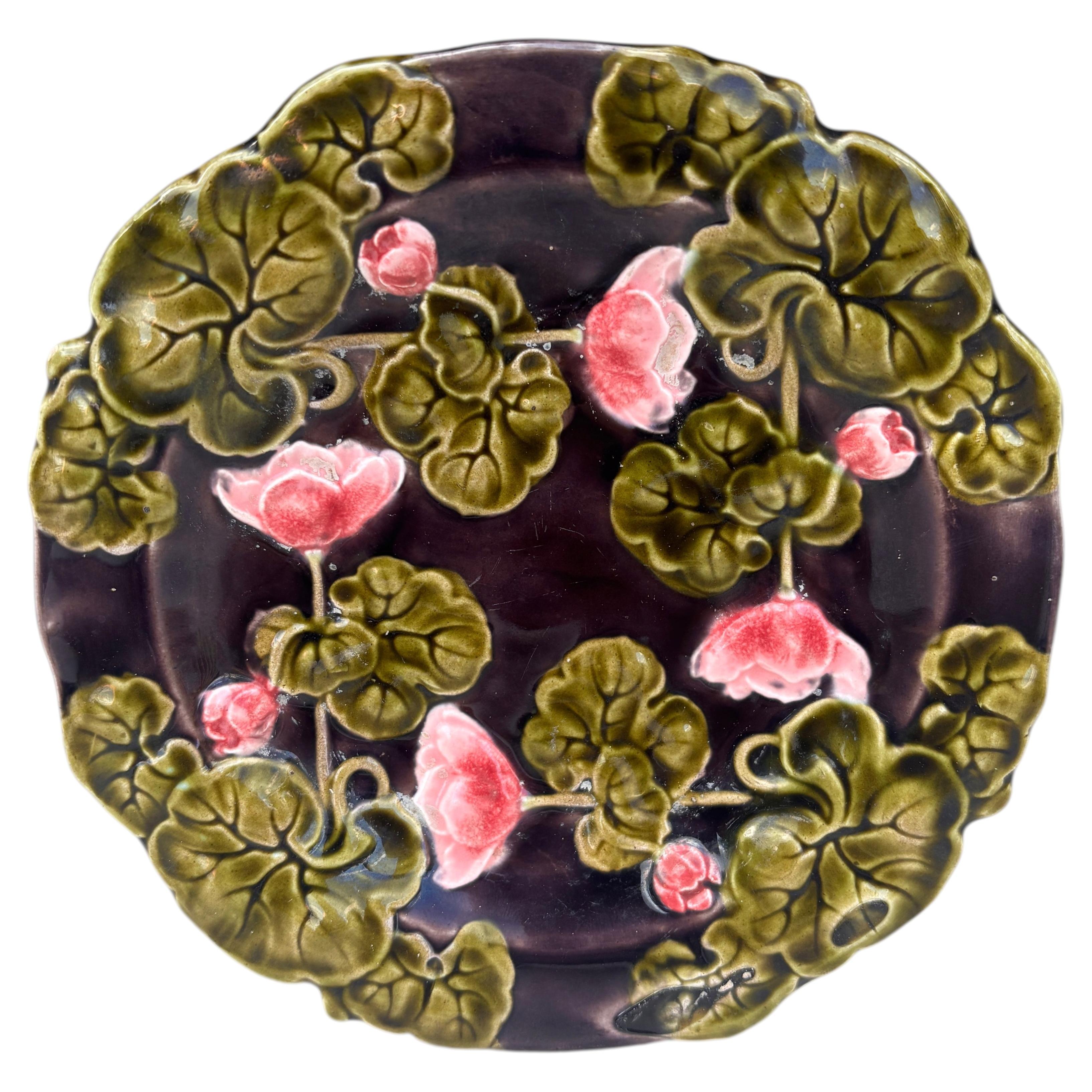 Austrian Majolica Flowers Plate circa 1900
