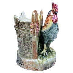 Austrian Majolica jardiniere rooster circa 1890