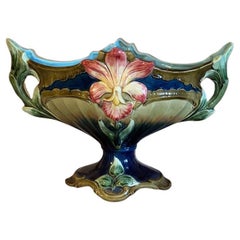 Jardinière di giglio in maiolica austriaca Greiner & Sohn, circa 1900