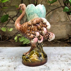 Austrian Majolica Ostrich Vase, circa 1890