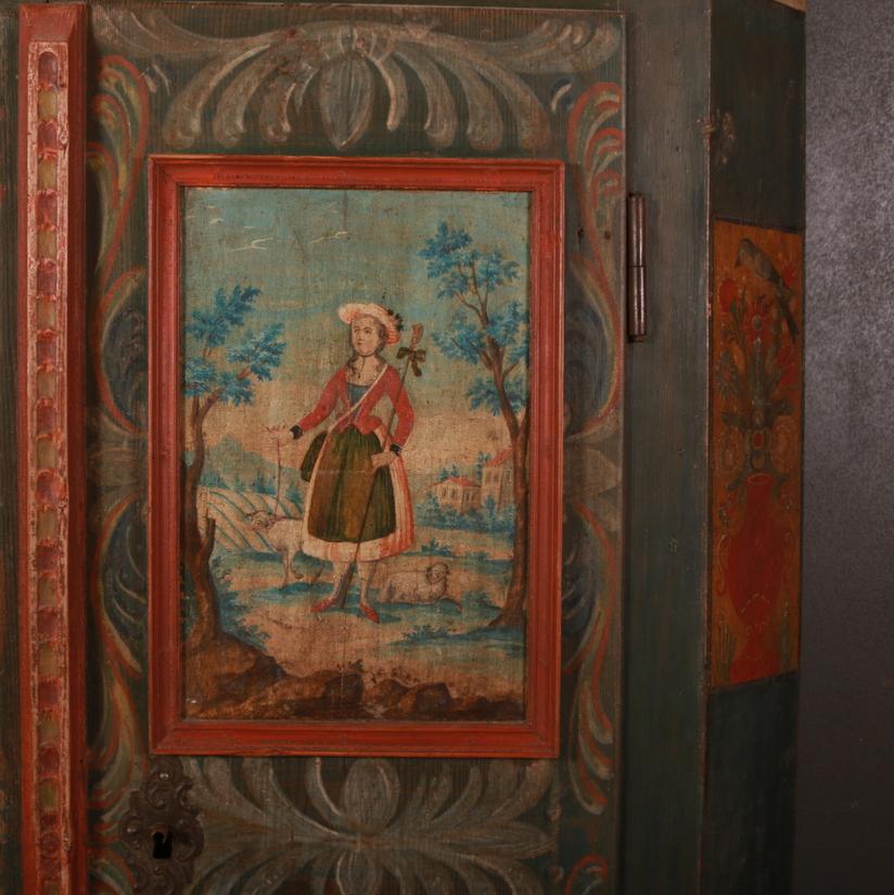 Stunning 18th century Austrian painted marriage armoire, 1780

Dimensions:
53 inches (135 cms) wide
22 inches (56 cms) deep
70 inches (178 cms) high.

 