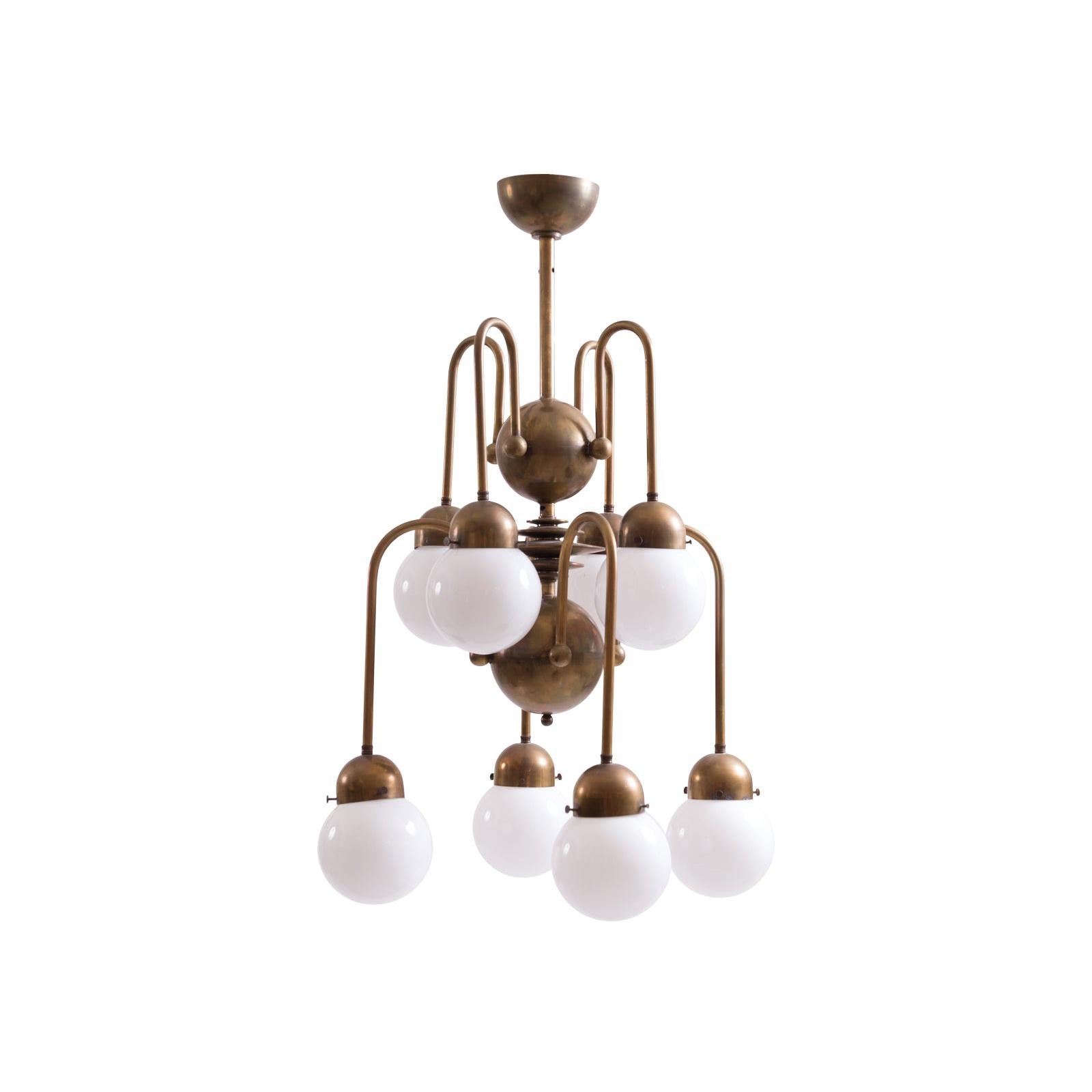 A beautiful very elaborate chandelier, pictured in patinated brass

Most components according to the UL regulations, with an additional charge we will UL-list and label our fixtures.