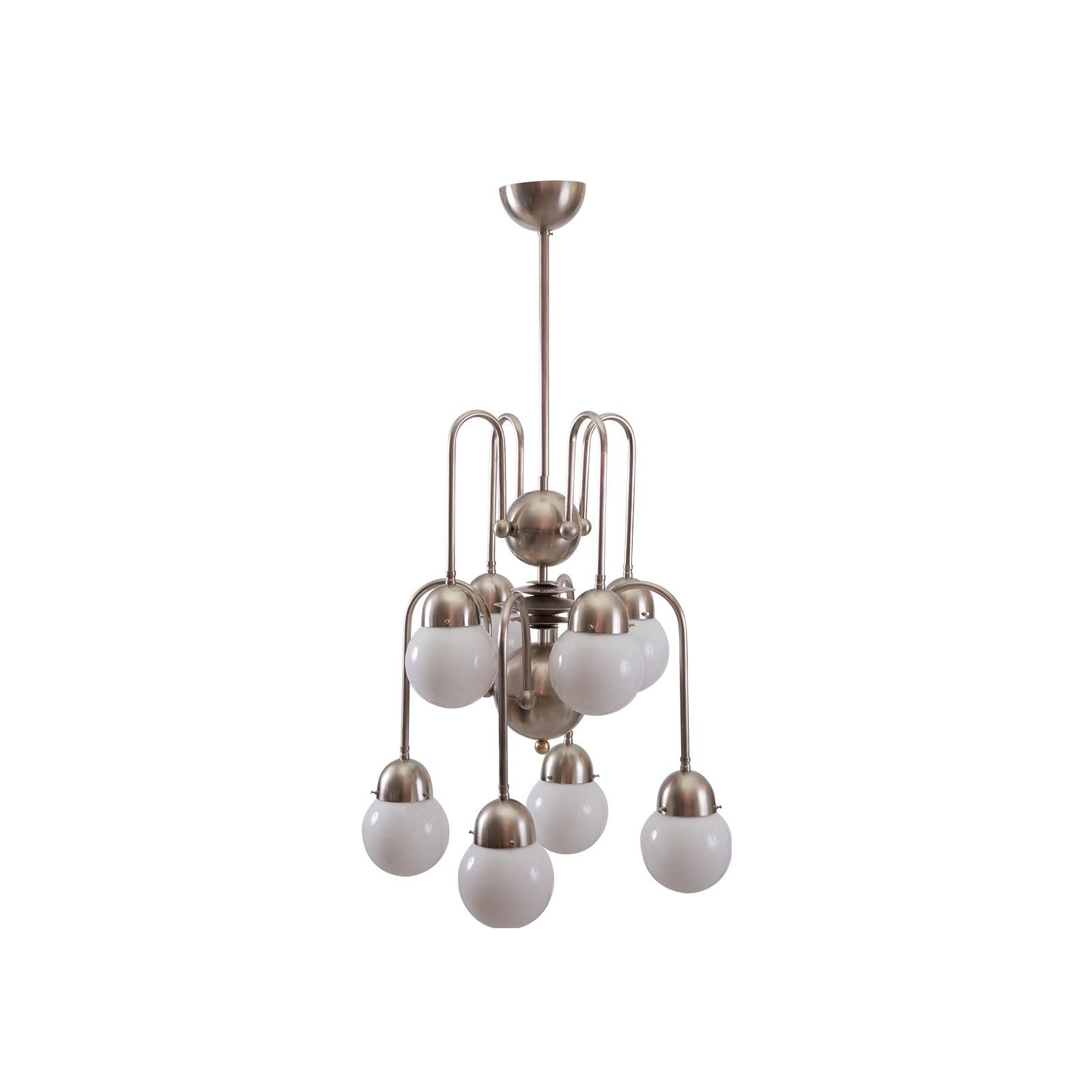 Austrian Mastercraft Art Deco Machine Age Handcrafted Brass Chandelier Re-Edited In New Condition For Sale In Vienna, AT