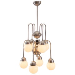 Austrian Mastercraft Art Deco Machine Age Handcrafted Brass Chandelier Re-Edited
