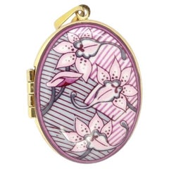 Vintage Austrian Medallion Michaela Frey Locket Pendant, Enamel, Gold Plated