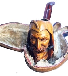 Austrian Meerschaum Smoking Pipe Depicting Head of Mephistopheles, Late XIX C.