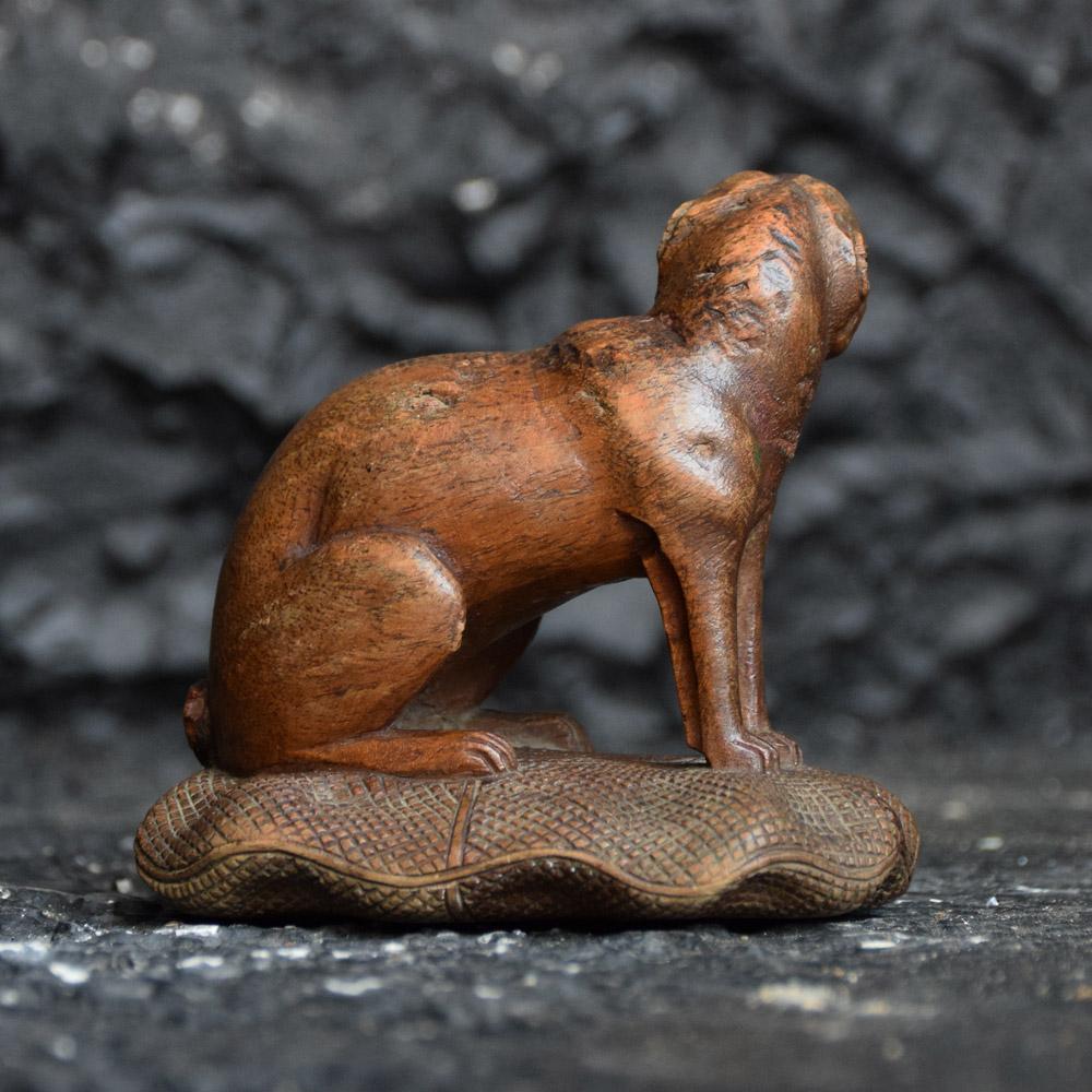 Wood Austrian Mid-19th Century Exceptional Carved Dog Statue