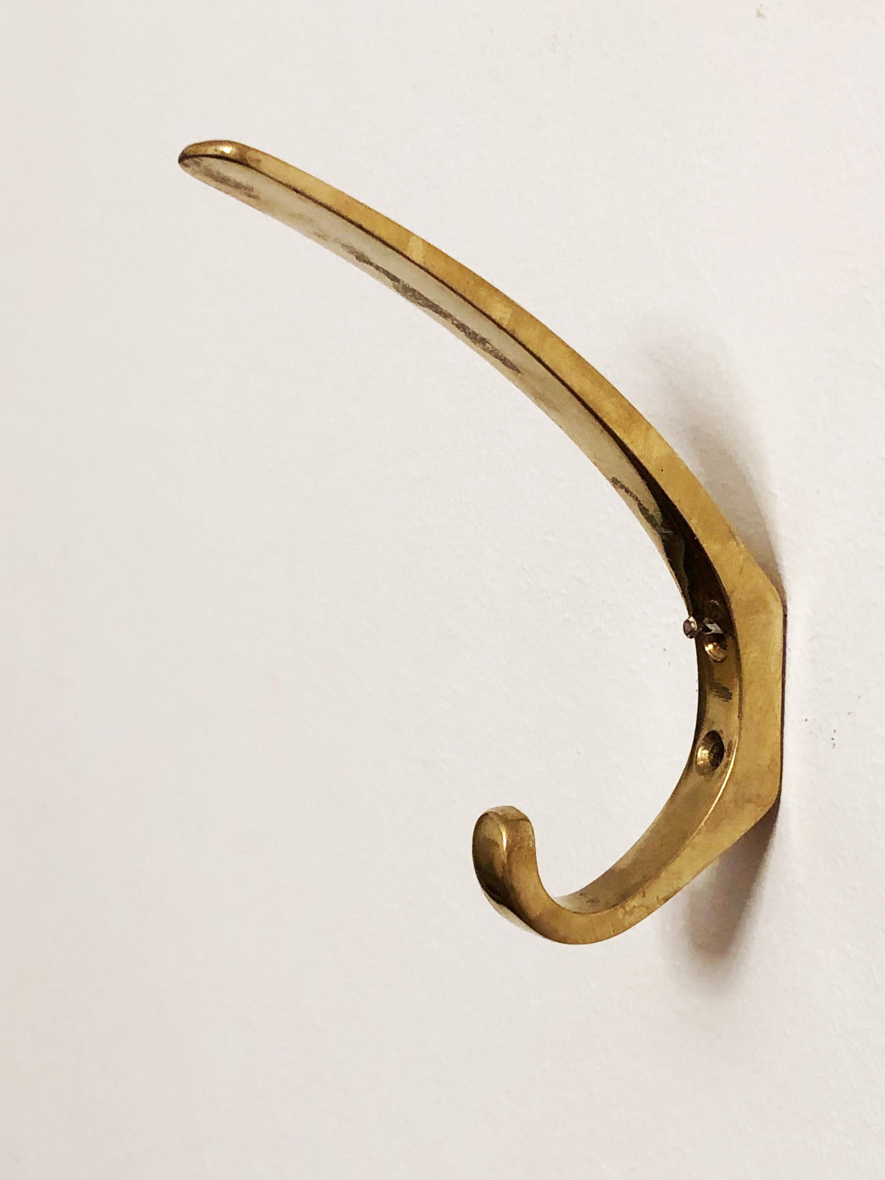 Austrian Midcentury Brass Wall Hooks by Hertha Baller In Good Condition For Sale In Vienna, AT