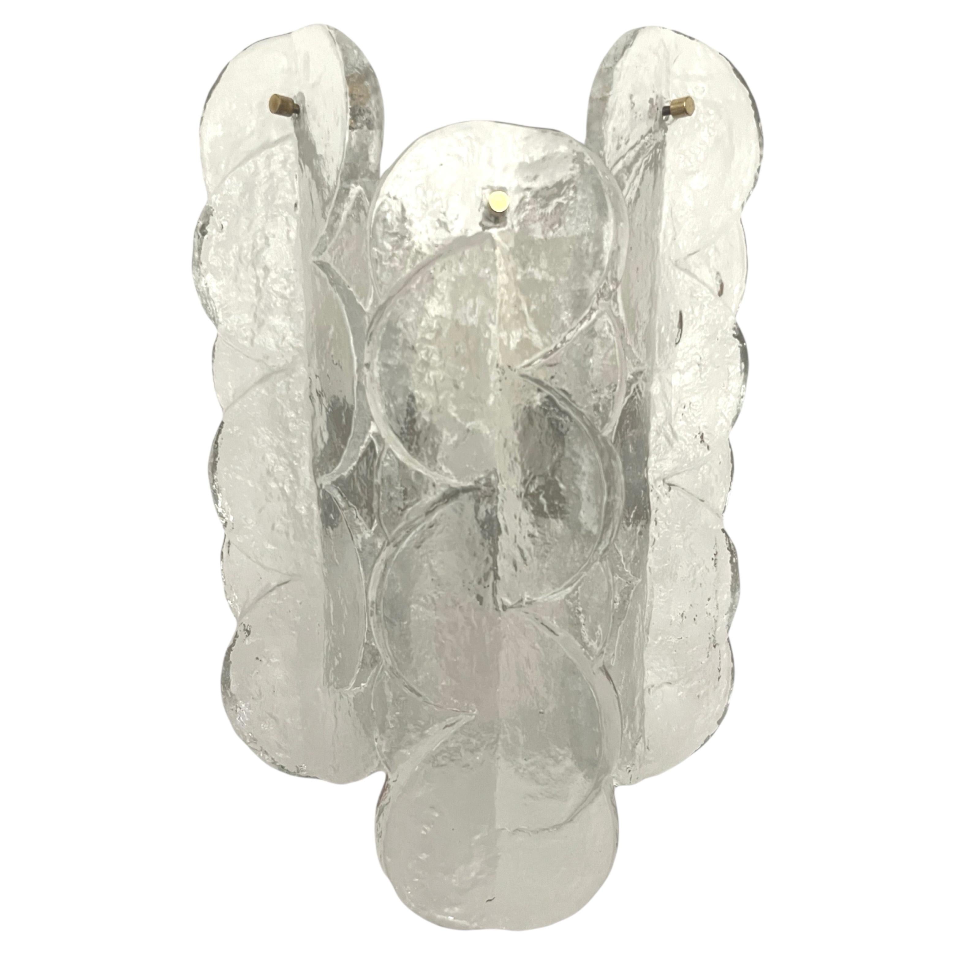 Austrian Mid-Century "Citrus" Clear Murano Large Wall Sconce by Kalmar, 1970s For Sale