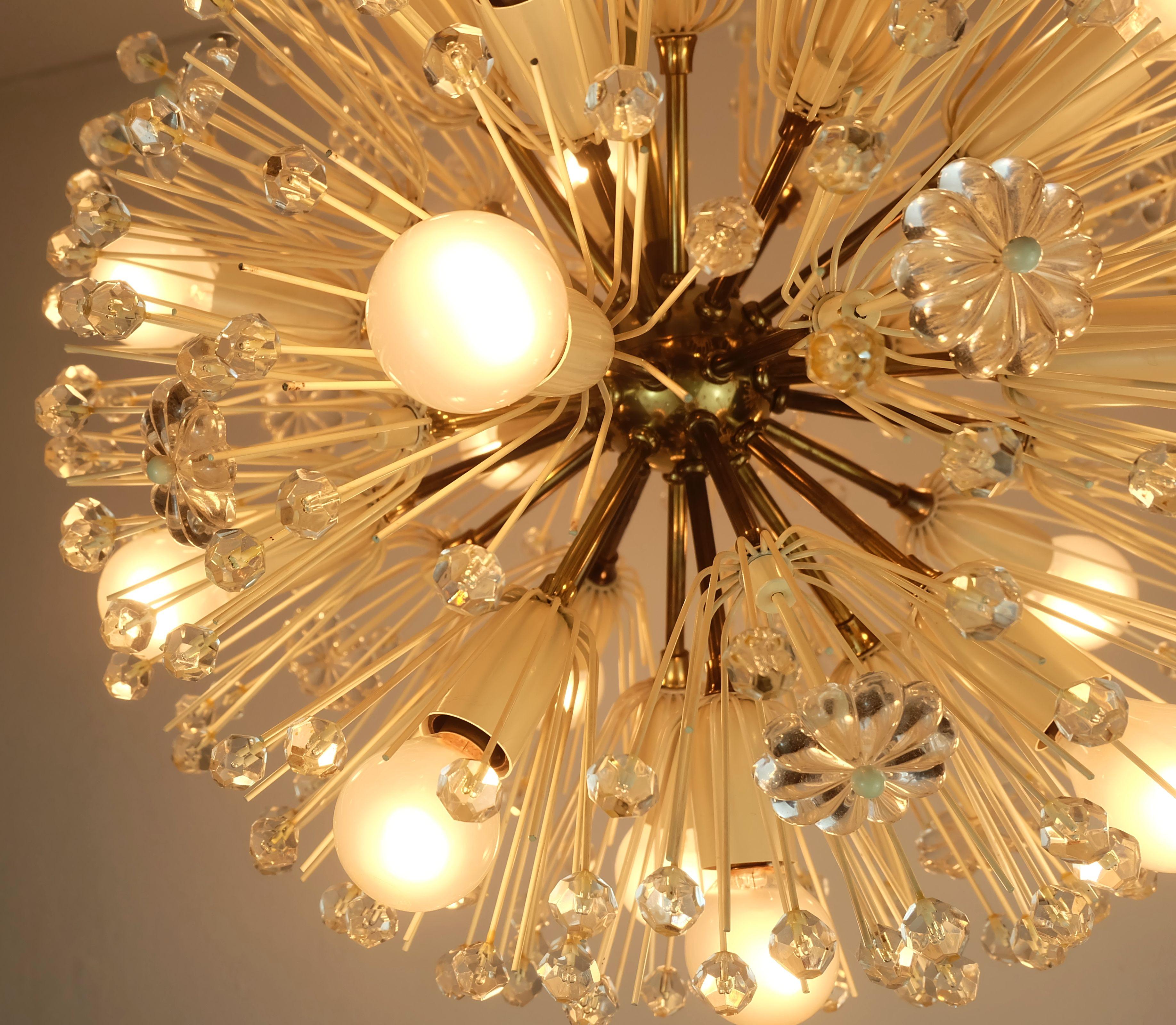 lampada a sospensione austriaca di metà secolo Emil Stejnar CHANDELIER, dandelion sputnik ceil in vendita 4
