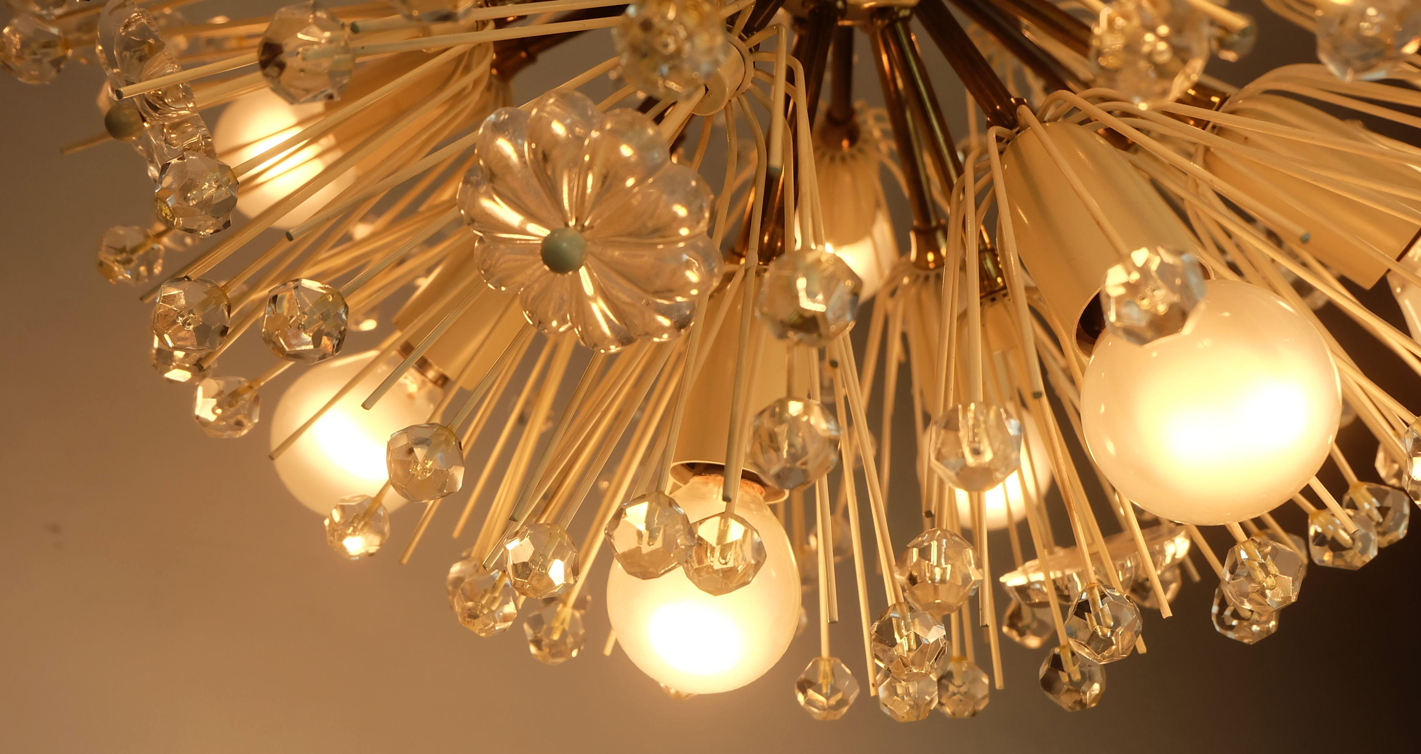 lampada a sospensione austriaca di metà secolo Emil Stejnar CHANDELIER, dandelion sputnik ceil in vendita 5