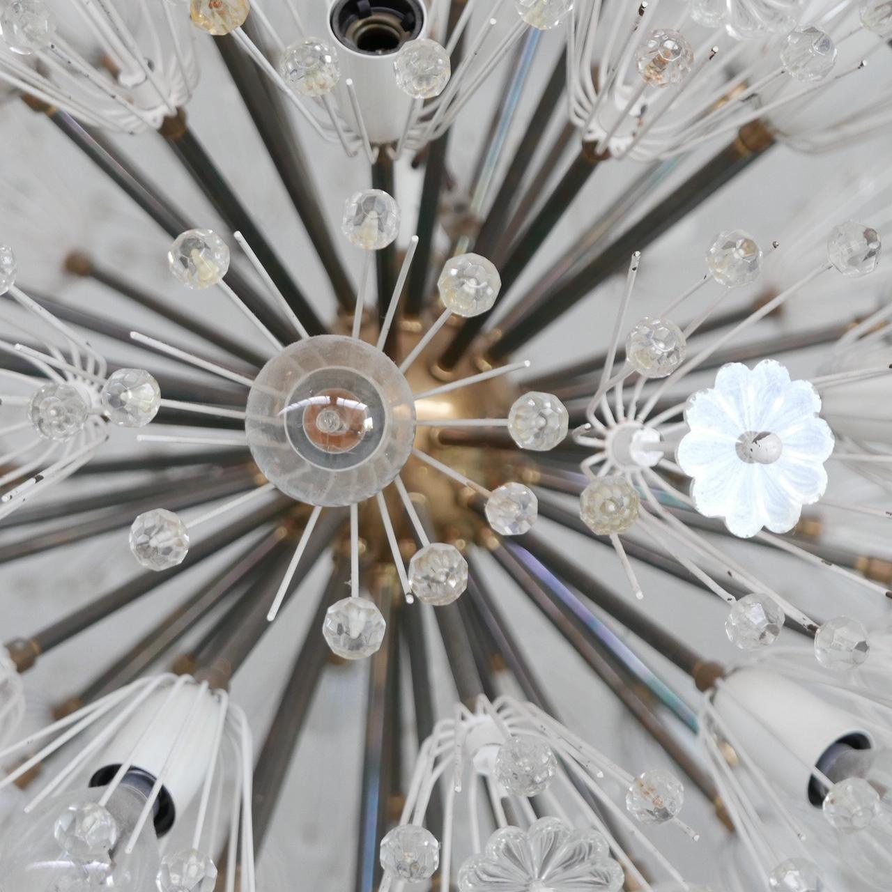 Austrian Mid-Century Glass and Brass Chandelier Pendant by Emil Stejnar XXL 2
