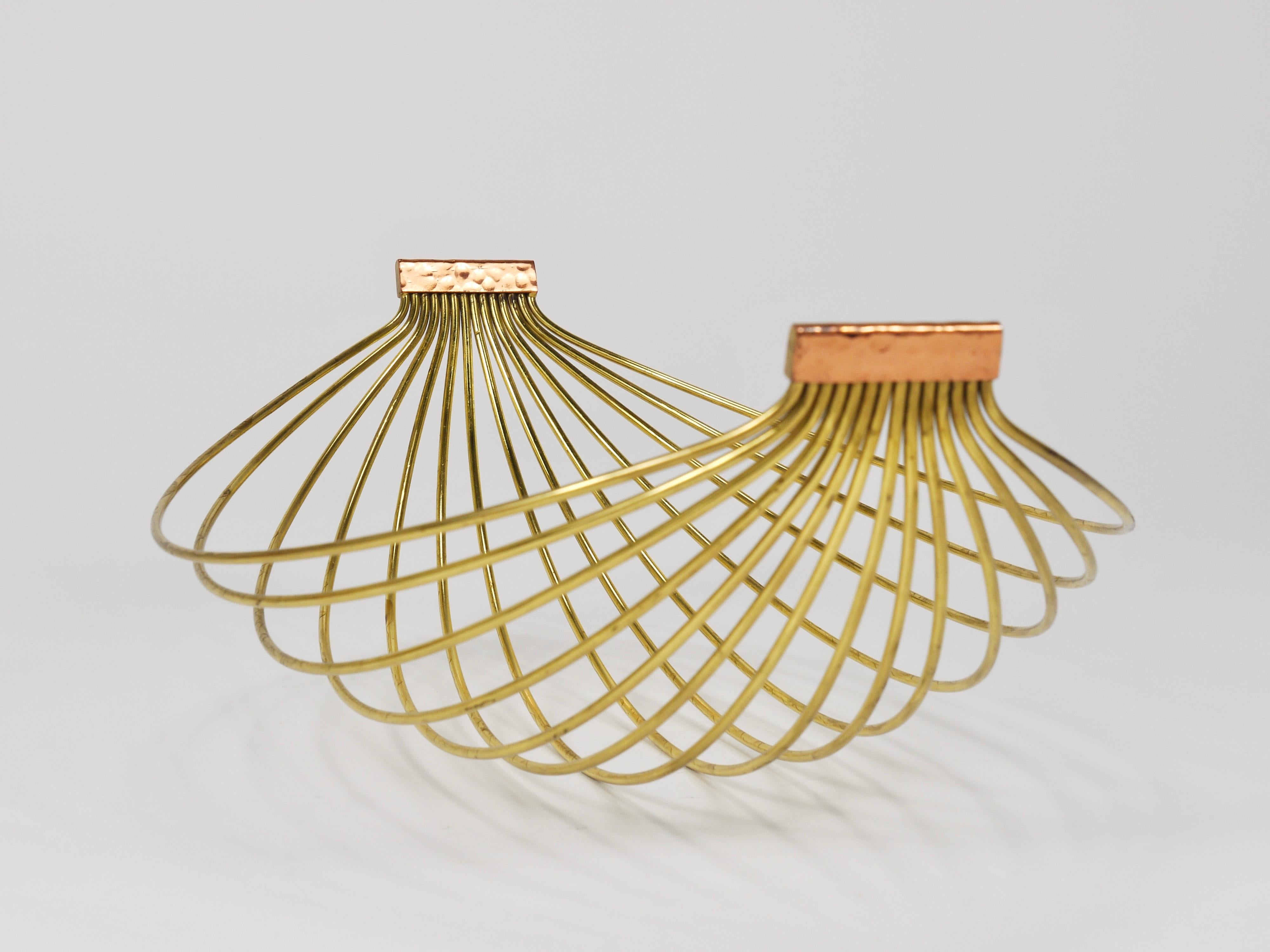 Austrian Mid-Century Large Brass Wire Fruit Basket Bowl, Carl Aubock Style, 1950 9