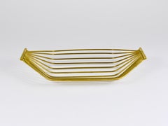 Austrian Mid-Century Large Brass Wire Fruit Basket Bowl, Carl Aubock Style, 1950