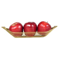 Grand bol à fruits autrichien du milieu du siècle dernier en laiton métallique, style Carl Aubock, 1950