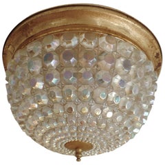 Vintage Austrian Mid-Century Modern Cut-Glass Flush Mount Fixture, Bakalowits & Sohne