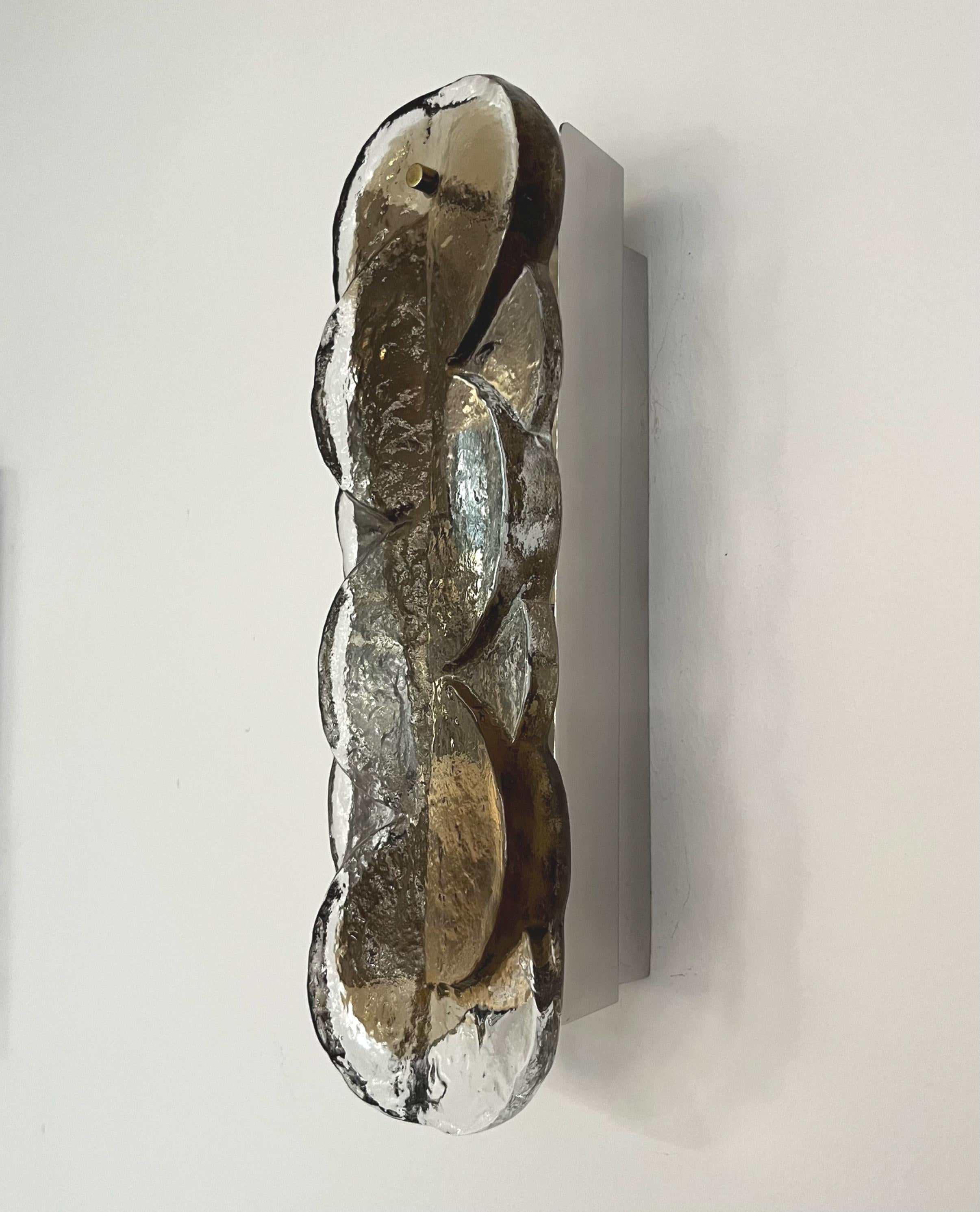 Paire d'appliques murales autrichiennes du milieu du siècle dernier en verre de Murano Citrus par Kalmar, 1970 en vente 13