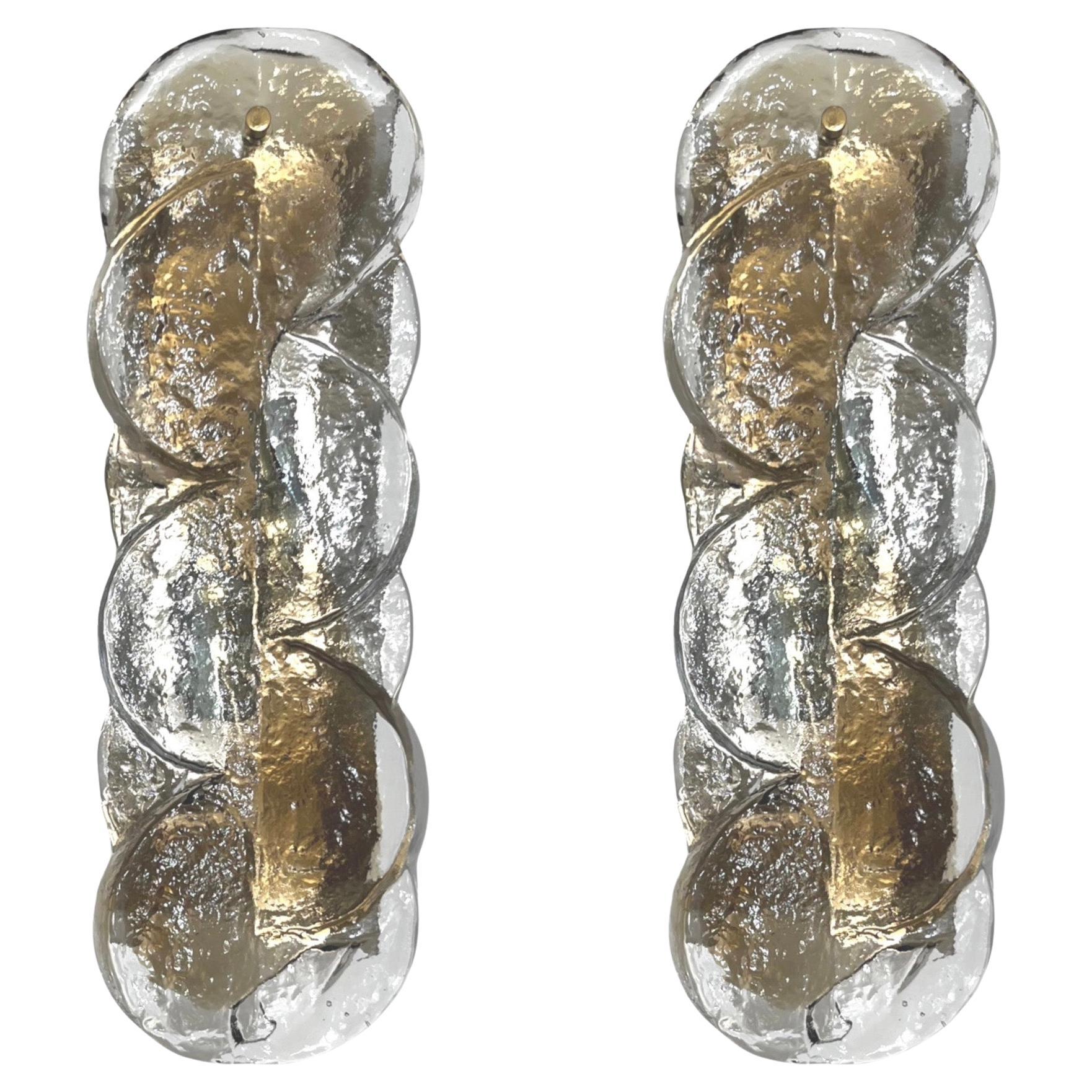 Austrian Mid-Century Pair of "Citrus" Murano Glass Wall Sconces by Kalmar, 1970s For Sale