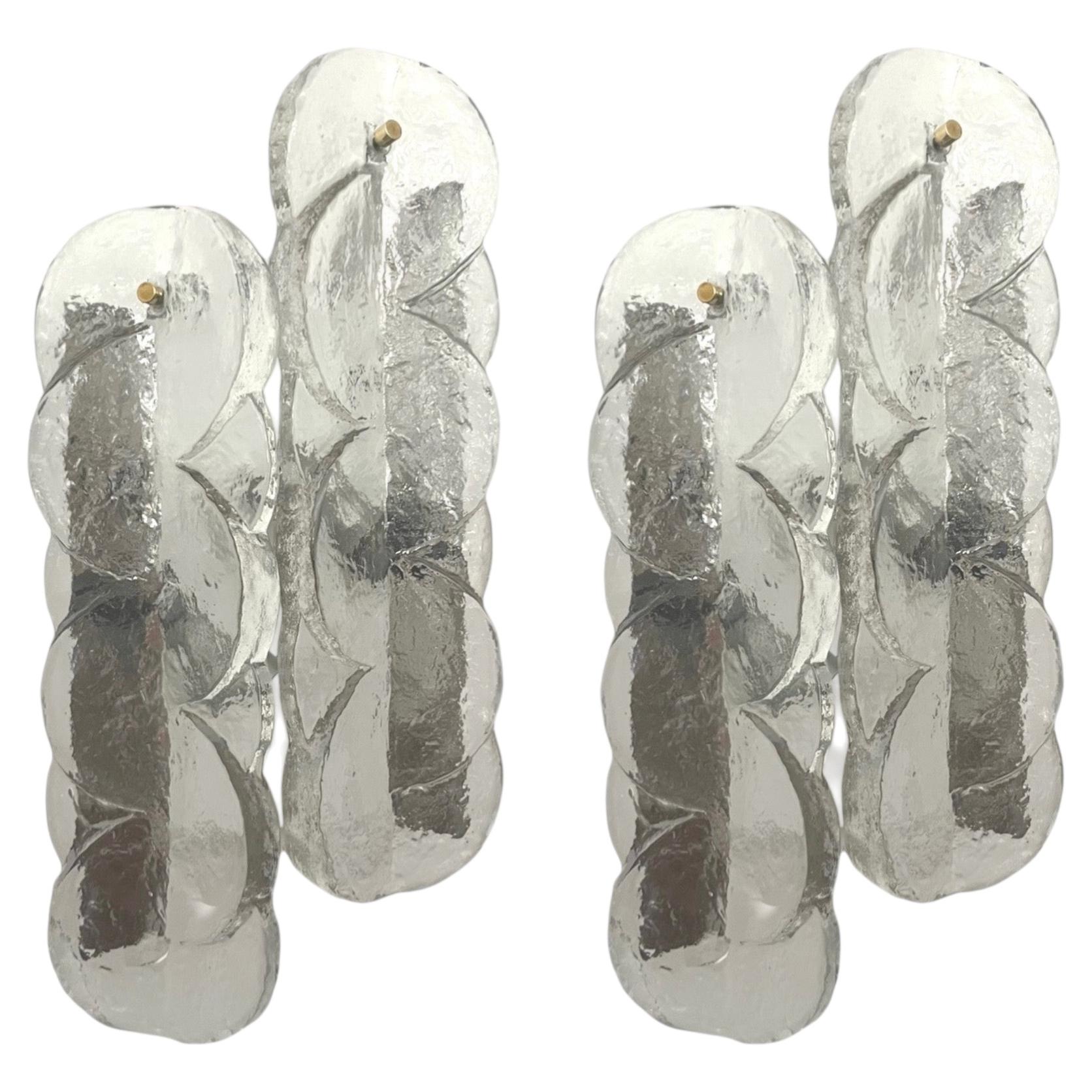 Austrian Mid-Century Pair of "Citrus" Two Murano Wall Sconces by Kalmar, 1970s