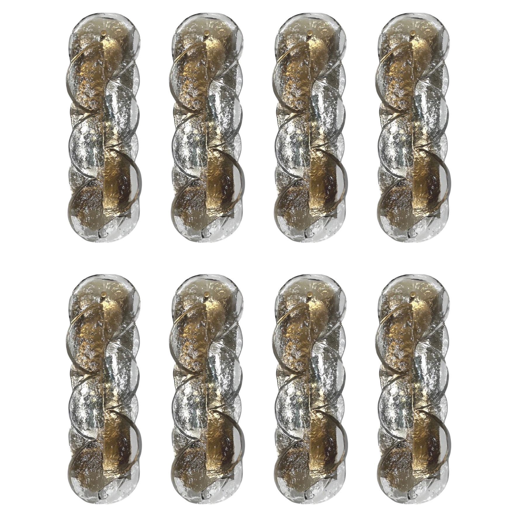 Austrian Mid-Century Set of Eight Murano "Citrus" Wall Sconces by Kalmar, 1970s For Sale