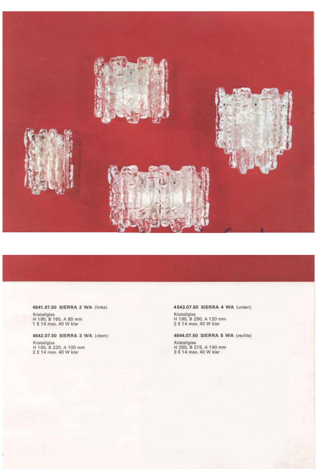 Österreichisches Wandleuchterpaar „Sierra“ aus Eisglas aus der Mitte des Jahrhunderts von Kalmar, 1970er Jahre (Ende des 20. Jahrhunderts) im Angebot