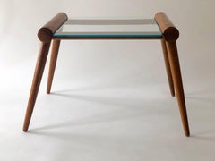 Austrian Midcentury Small Table in Wood with Glass Plate from Max Kment, 1950