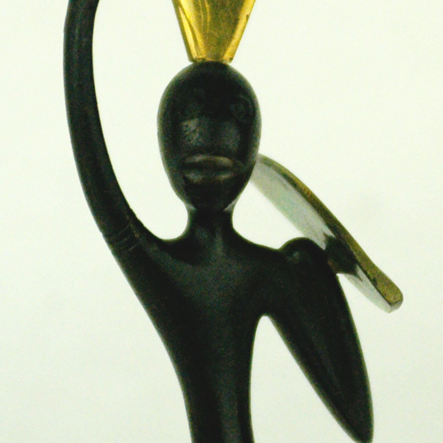 Austrian Midcentury African Warrior Bronze and Brass Sculpture by Hagenauer 1
