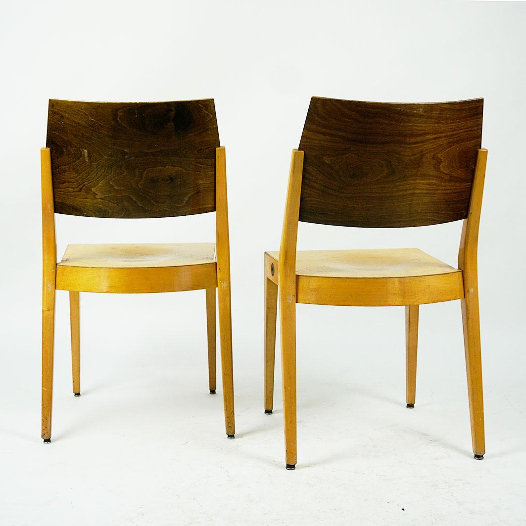Mid-Century Modern Austrian Midcentury Beech Stacking Chairs by Karl Schwanzer for Thonet For Sale