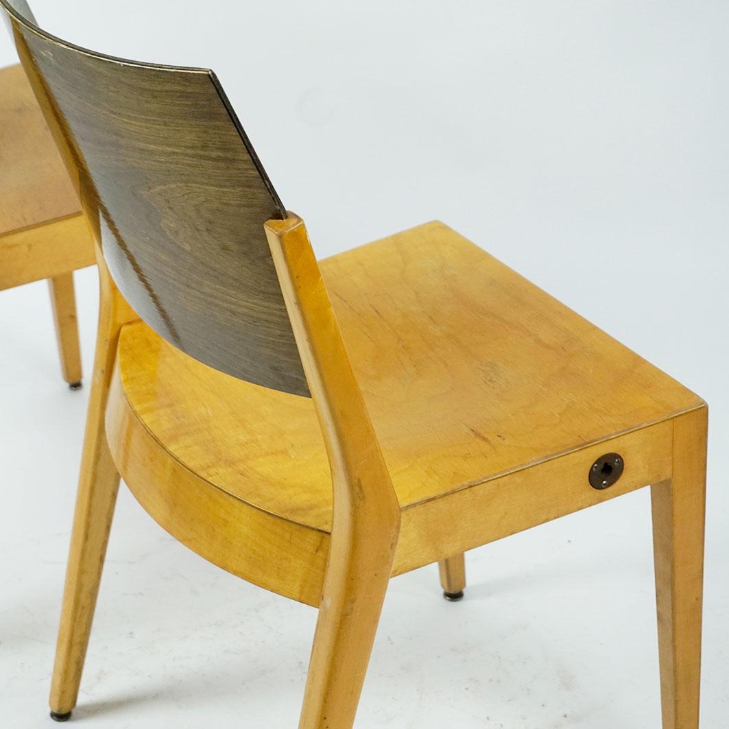 20th Century Austrian Midcentury Beech Stacking Chairs by Karl Schwanzer for Thonet For Sale