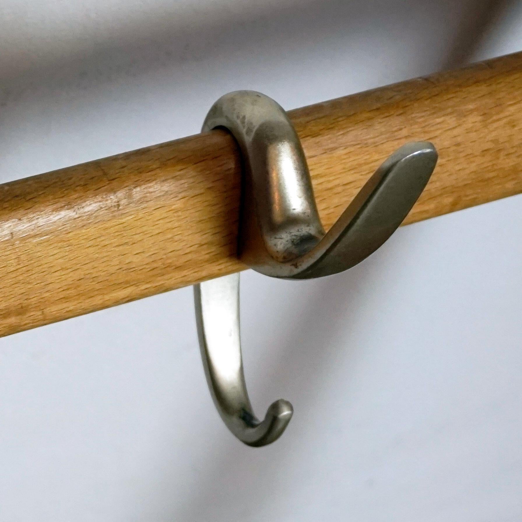 Austrian Midcentury Beech Wall Coat Rack by Carl Auböck In Good Condition In Vienna, AT