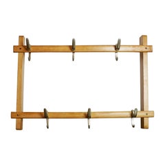 Austrian Midcentury Beech Wall Coat Rack by Carl Auböck