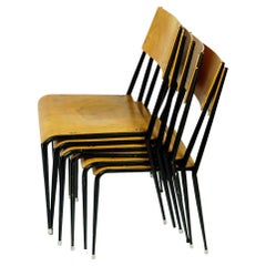 Austrian Midcentury Beechwood Stacking Chairs by Sonett